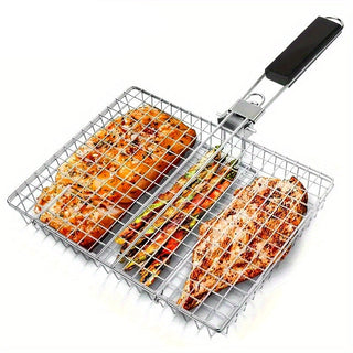 Grelha Dupla com Cabo Longo para Churrasco