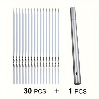 Espetos de Aço Inox para Churrasco com Estojo Cilíndrico - 100 unidades