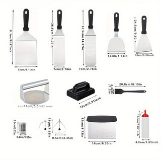 Kit Profissional de Churrasco e Chapa com 18 Peças