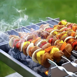 Espetos de Aço Inox para Churrasco com Estojo Cilíndrico - 100 unidades