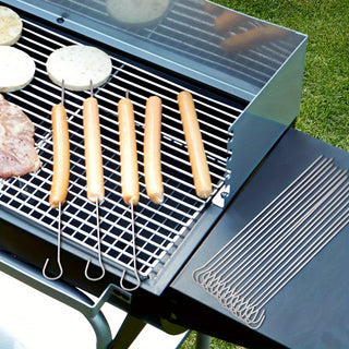 Espetos de Churrasco Inox Reutilizáveis com Gancho – Kit de Espetos Resistentes e Práticos para Carnes, Legumes e Frutas