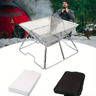 Churrasqueira Portátil Dobrável Inox para Churrasco com Grelha