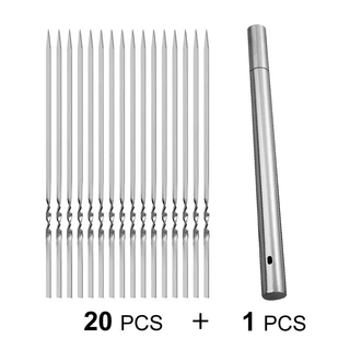 Espetos de Aço Inox para Churrasco com Estojo Cilíndrico - 100 unidades