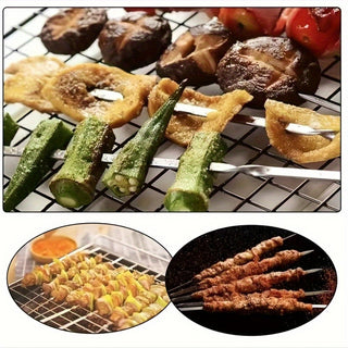Espetos de Aço Inox para Churrasco com Estojo Cilíndrico - 100 unidades