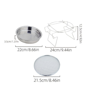 Churrasqueira Portátil de Mesa Redonda Inox com Grelha