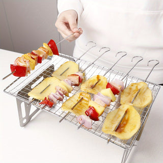Espetos de Churrasco Inox Reutilizáveis com Gancho – Kit de Espetos Resistentes e Práticos para Carnes, Legumes e Frutas