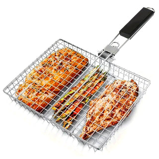 Grelha Dupla com Cabo Longo para Churrasco