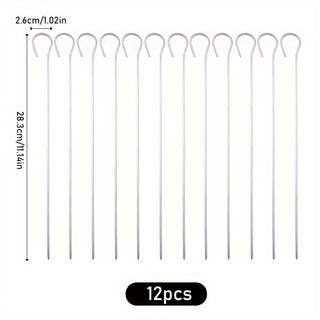 Espetos de Churrasco Inox Reutilizáveis com Gancho – Kit de Espetos Resistentes e Práticos para Carnes, Legumes e Frutas