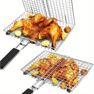 Grelha Dupla com Cabo Longo para Churrasco