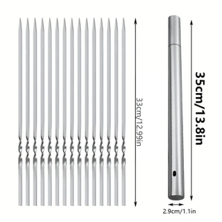 Espetos de Aço Inox para Churrasco com Estojo Cilíndrico - 100 unidades
