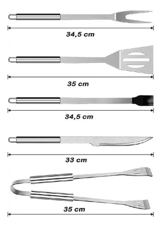 Kit de Utensílios para Churrasco em Aço Inox com Estojo