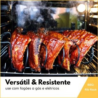 Suporte para Costela e Carnes em Aço para Churrasco