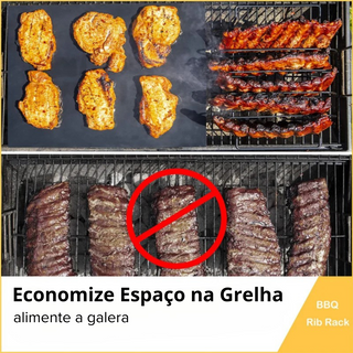 Suporte para Costela e Carnes em Aço para Churrasco