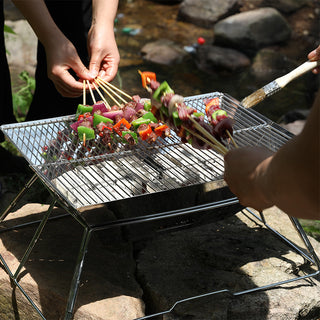 Churrasqueira Dobrável Portátil em Aço Inoxidável para Camping e Churrasco