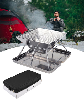 Churrasqueira Dobrável Portátil em Aço Inoxidável para Camping e Churrasco