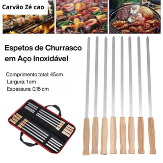 Kit de Espetos para Churrasco em Aço Inoxidável
