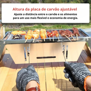 Churrasqueira Portátil Dobrável em Aço Inox
