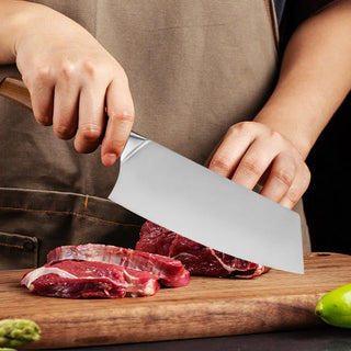 Faca De Japonês Nakiri Profissional em Aço Inox com Cabo de Madeira