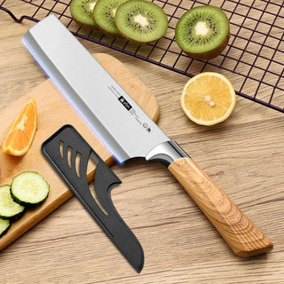 Kit 2 Facas Profissionais Estilo Cleaver com Cabo de Madeira