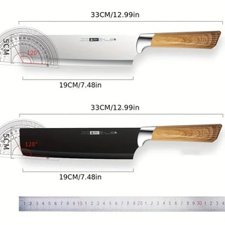 Kit 2 Facas Profissionais Estilo Cleaver com Cabo de Madeira