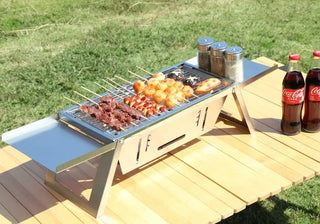 Churrasqueira Portátil Dobrável em Aço Inox
