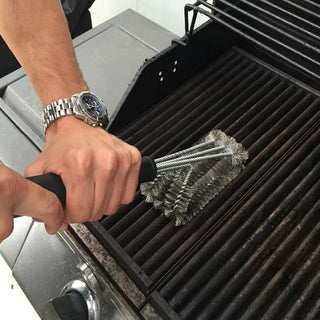 Escova de Aço Inoxidável para Limpeza de Grelha