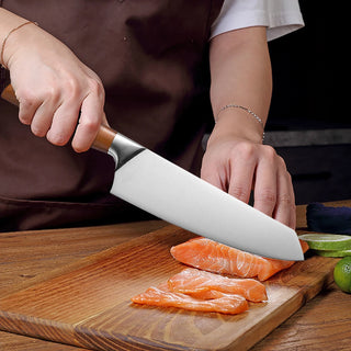 Faca De Japonês Nakiri Profissional em Aço Inox com Cabo de Madeira