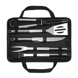 Kit Utensílios para Churrasco Profissional em Aço Inox com Bolsa