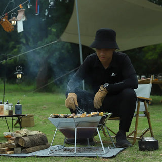 Churrasqueira Dobrável Portátil em Aço Inoxidável para Camping e Churrasco