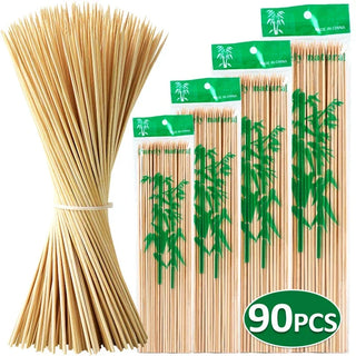 Espetos de Bambu Natural para Churrasco 90 Unidades