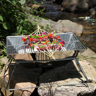 Churrasqueira Dobrável Portátil em Aço Inoxidável para Camping e Churrasco
