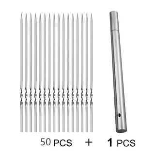Espetos de Aço Inox para Churrasco com Estojo Cilíndrico - 100 unidades