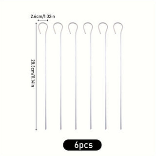 Espetos de Churrasco Inox Reutilizáveis com Gancho – Kit de Espetos Resistentes e Práticos para Carnes, Legumes e Frutas