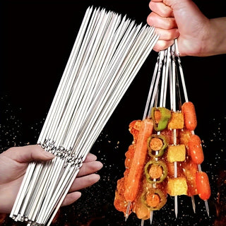 Espetos de Aço Inox para Churrasco com Estojo Cilíndrico - 100 unidades