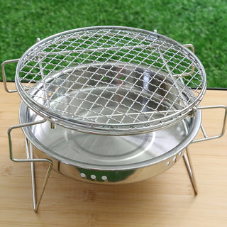 Churrasqueira Portátil de Mesa Redonda Inox com Grelha
