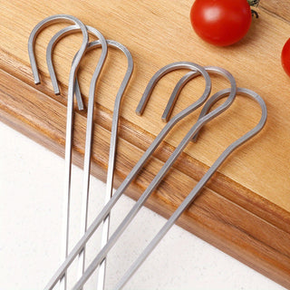 Espetos de Churrasco Inox Reutilizáveis com Gancho – Kit de Espetos Resistentes e Práticos para Carnes, Legumes e Frutas